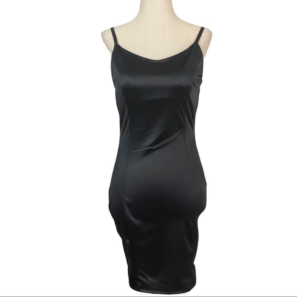 Black Faux Leather Stretch Dress